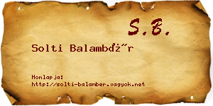 Solti Balambér névjegykártya